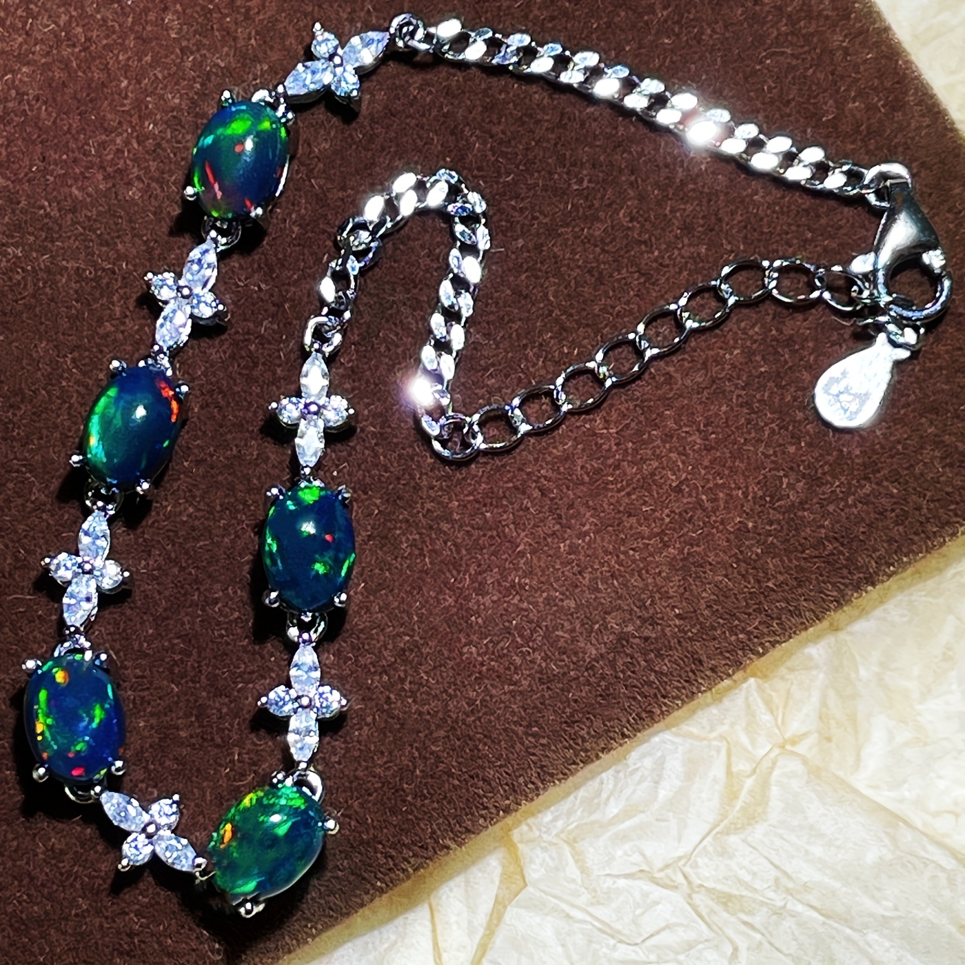 Women's Genuine Natural Opal Bracelet in S925 Silver